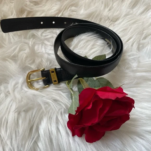 Vintage YSL leather Brass Buckle Belt - Picture 3 of 8